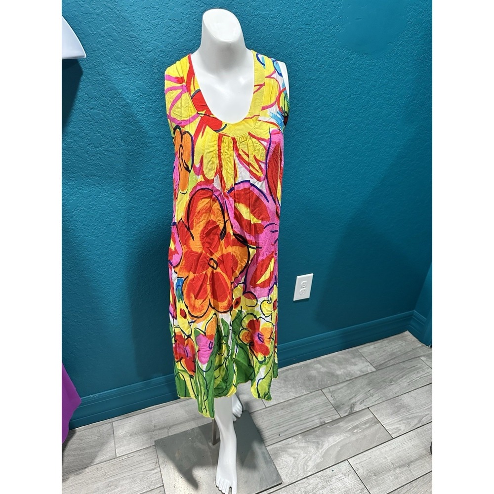 Jams World 50 Years Floral Hawaiian Colorful Aloha Sleeveless M